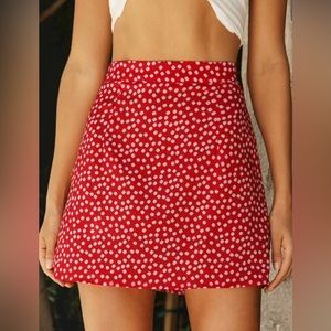 NWOT Red Printed Mini Skirt
